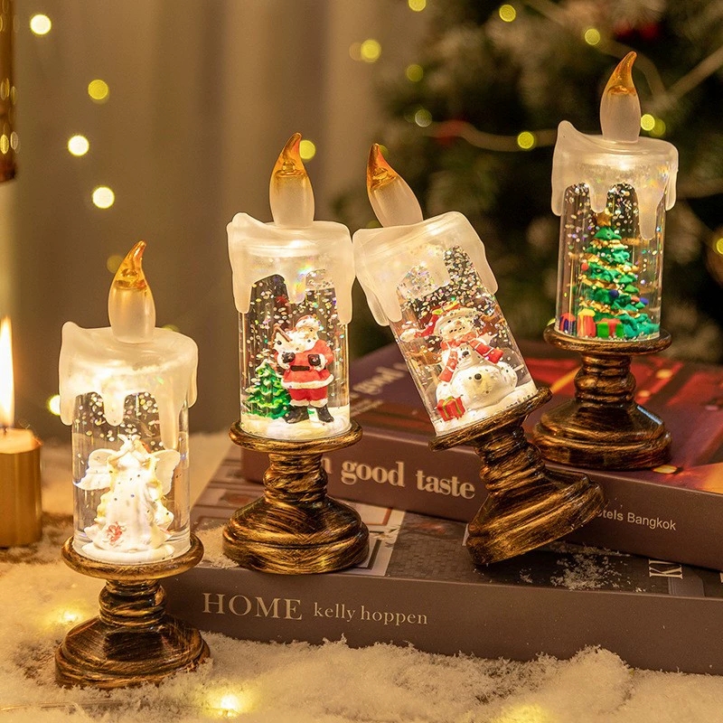 Candle Containers - クリスマスデコレーション1個、風灯、キャンドル、燭台、クリスタルボールライト、雪の結晶、オルゴール、クリスマスギフト、シーンアレンジメント