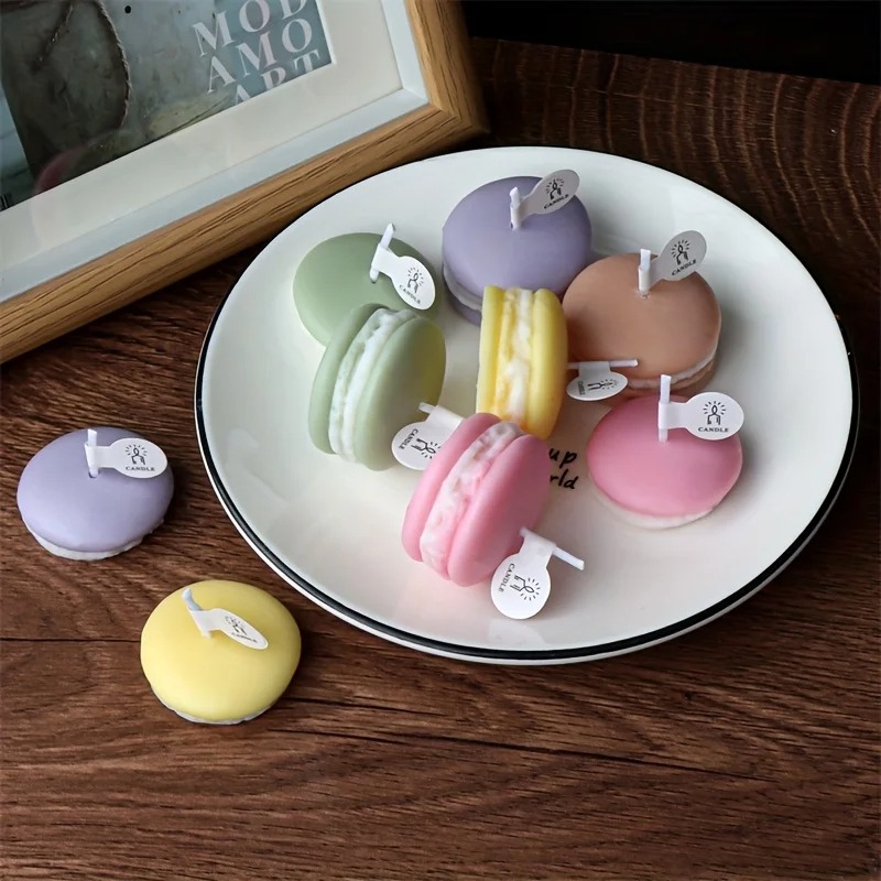 Soy Wax - 1/5 個リアルなマカロン型キャンドル香り付き大豆ワックス家の装飾結婚式パーティー新年のお祭りの雰囲気アロマギフト