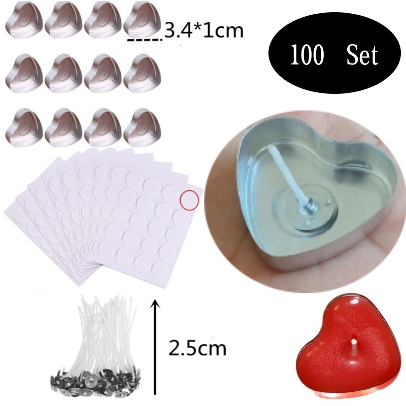 100 セットハート型空のアルミティーライトキャンドルワック - Candle Containers のレビューと価格