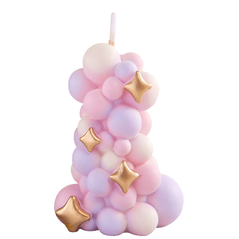 カラフルなバルーンピラーキャンドル、誕生日ケーキの飾り、オー - Paraffin Wax のレビューと価格