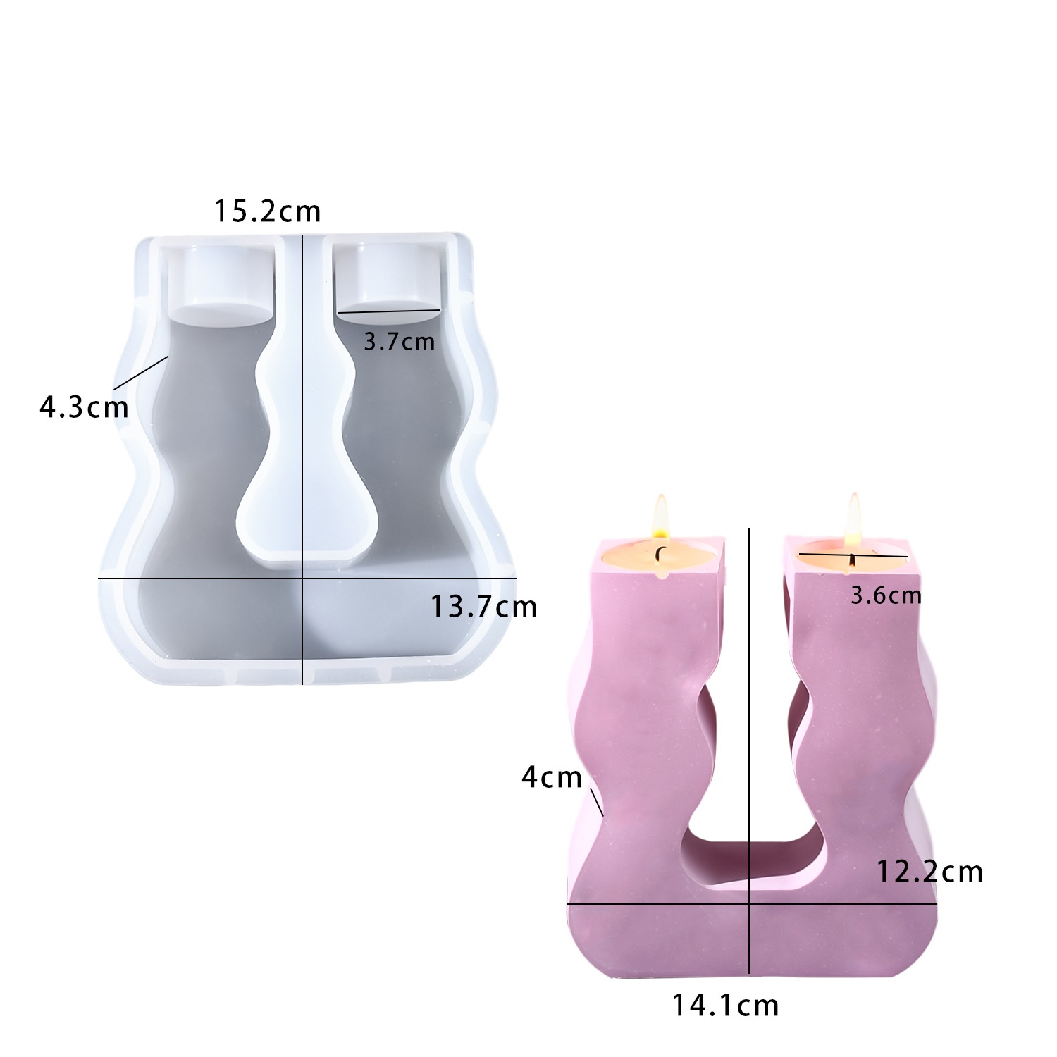 DIYエポキシ樹脂型 U字型曲線キャンドルホルダー シリコン - Candle Molds のレビューと価格