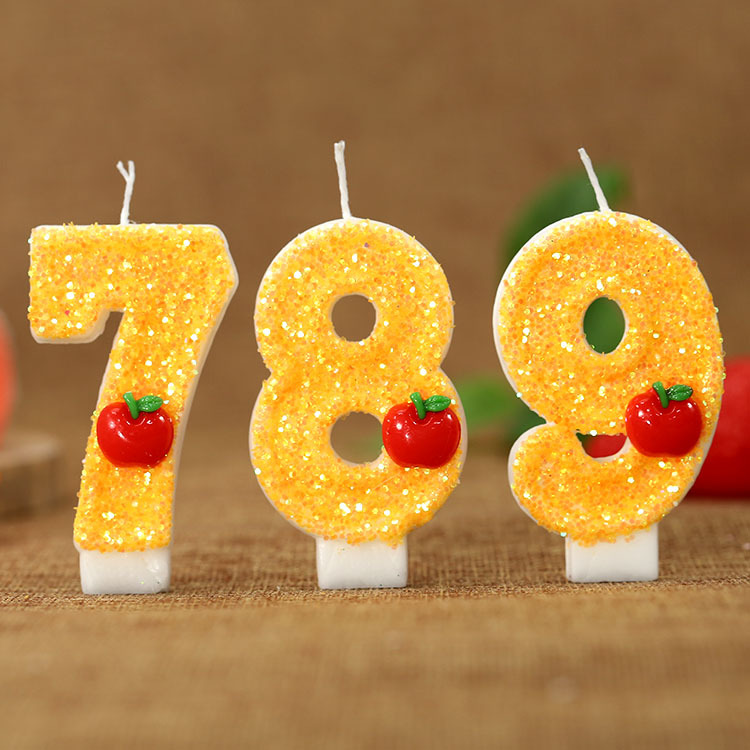 赤いリンゴの新鮮な黄色のデジタルバースデーキャンドル - パ - Soy Wax のレビューと価格