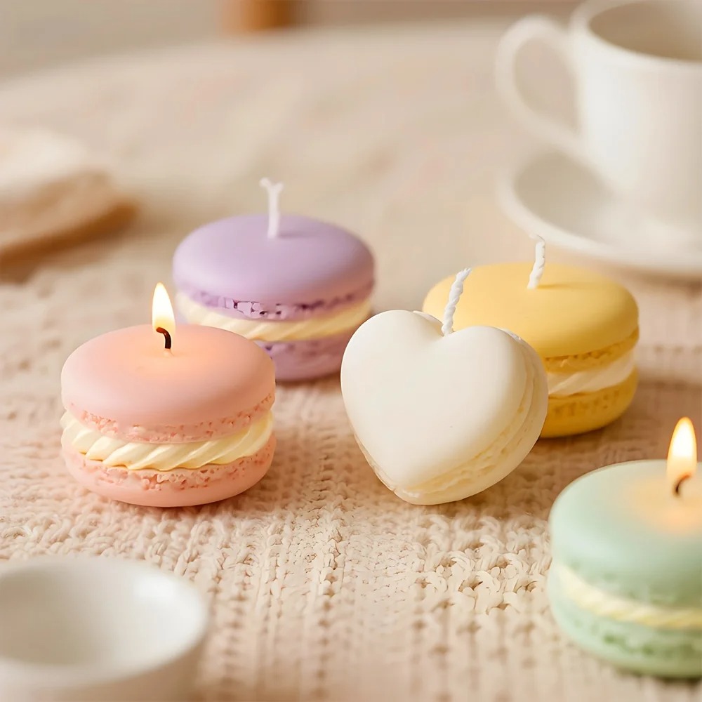 1/5 個リアルなマカロン型キャンドル香り付き大豆ワックス家 - Soy Wax のレビューと価格
